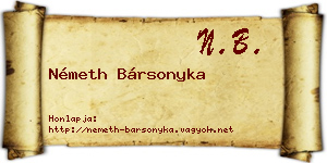 Németh Bársonyka névjegykártya